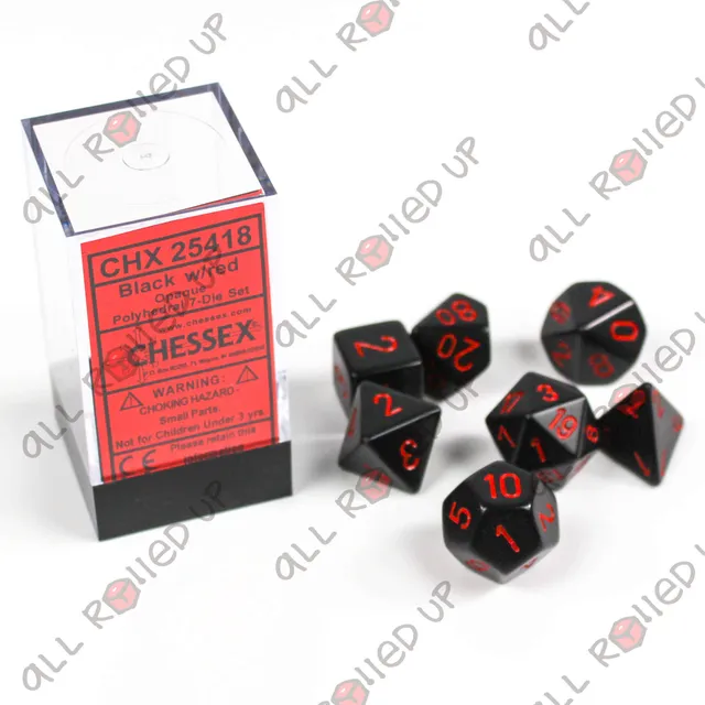 Chessex Opaque CHX25418 sada kostek černá červená 7 ks