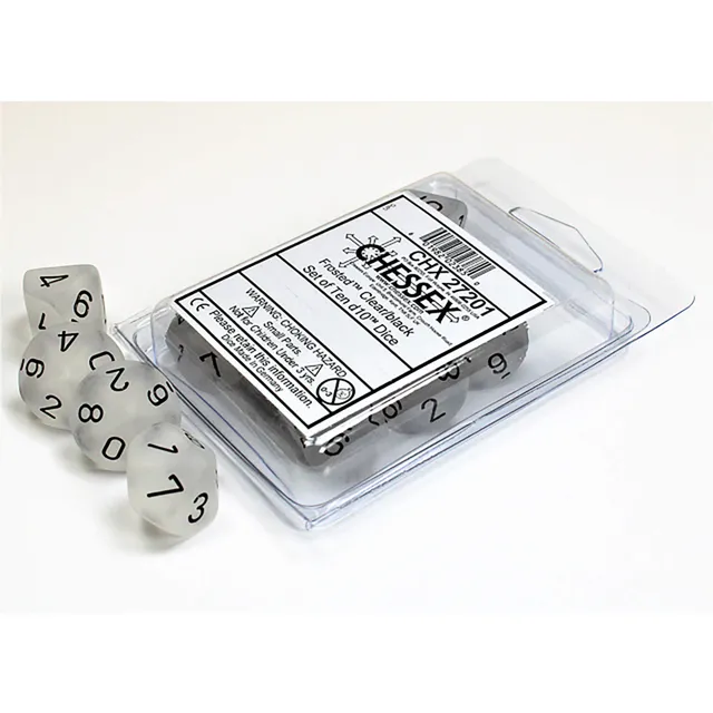 Chessex Frosted D10 sada 10 kostek Clear Black