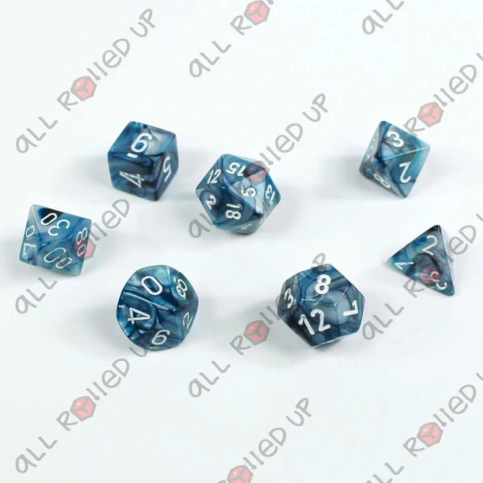 Chessex Lustrous Slate White sada kostek 7 ks