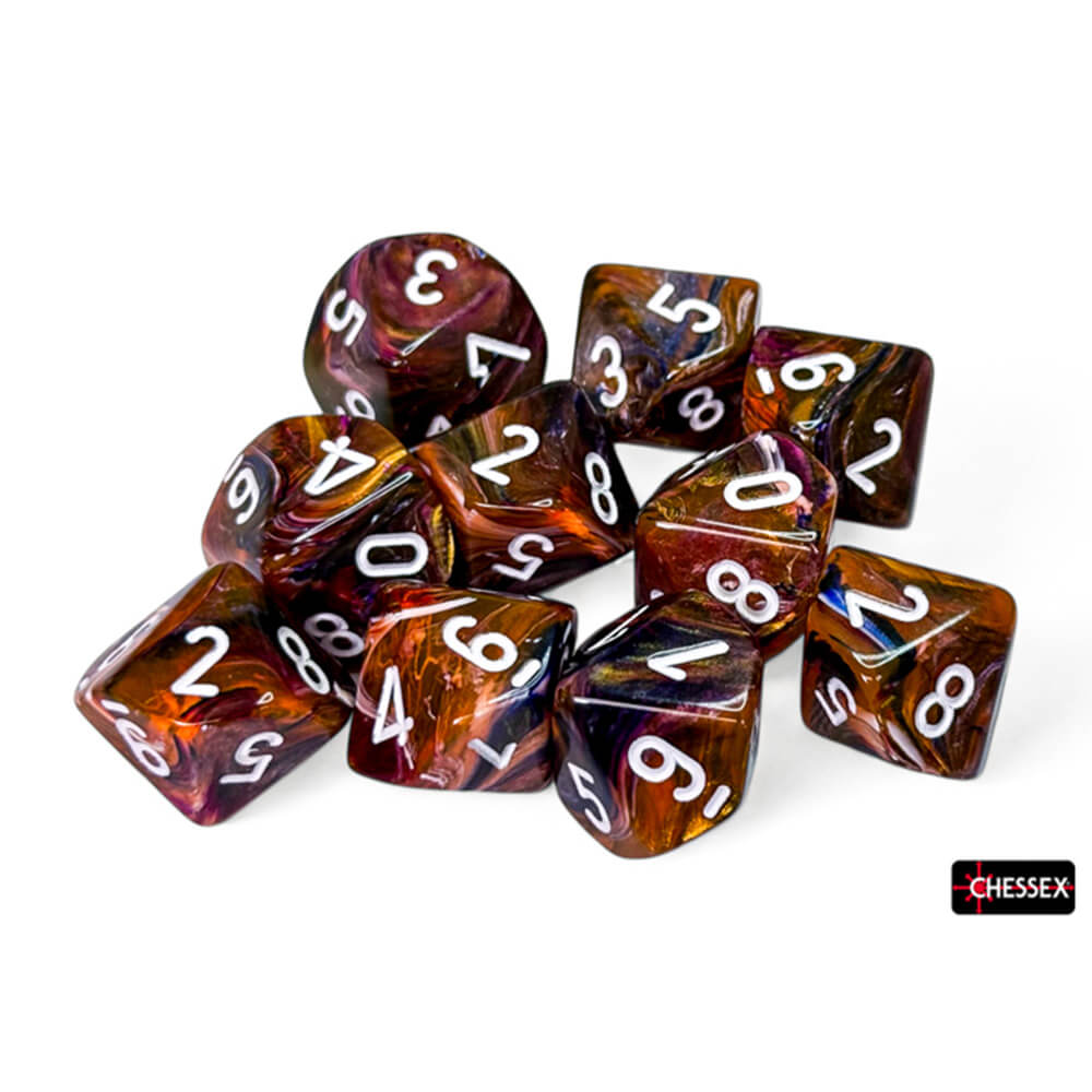 Chessex Festive Symphony White sada kostek D10 10 ks