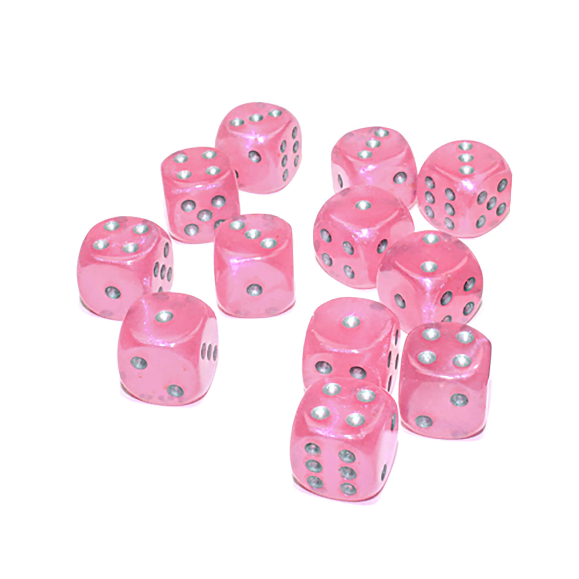 Chessex Borealis Pink/Silver D6 kostky 16mm 12ks Luminary