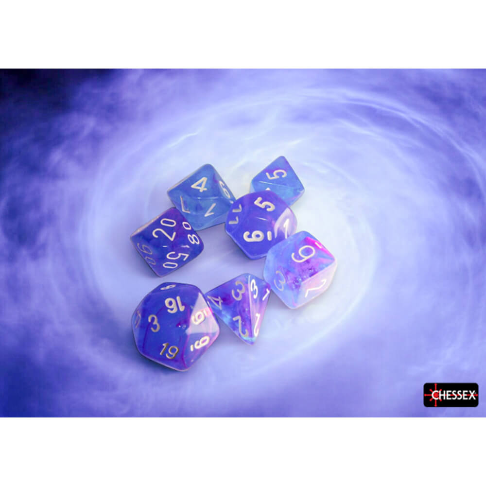 Chessex Nebula Aura White Luminary sada kostek 7 ks