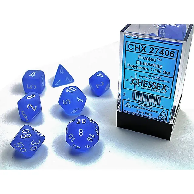 Chessex Frosted Blue White sada kostek 7 ks matná