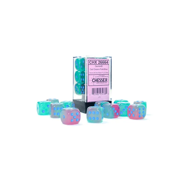 Chessex Gemini Luminary sada kostek D6 12 ks 16mm