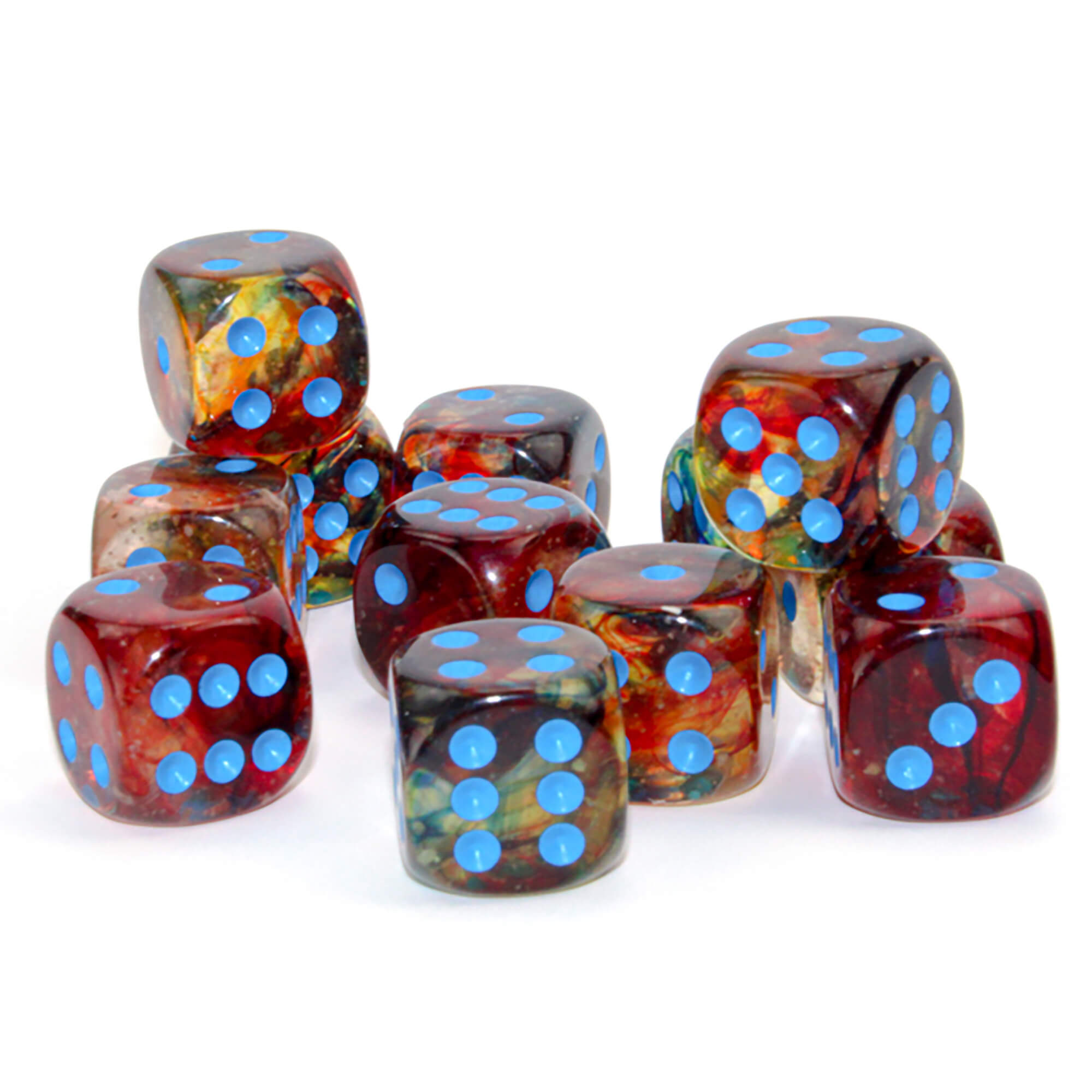 Chessex Nebula D6 sada kostek 12 ks Primary svítící