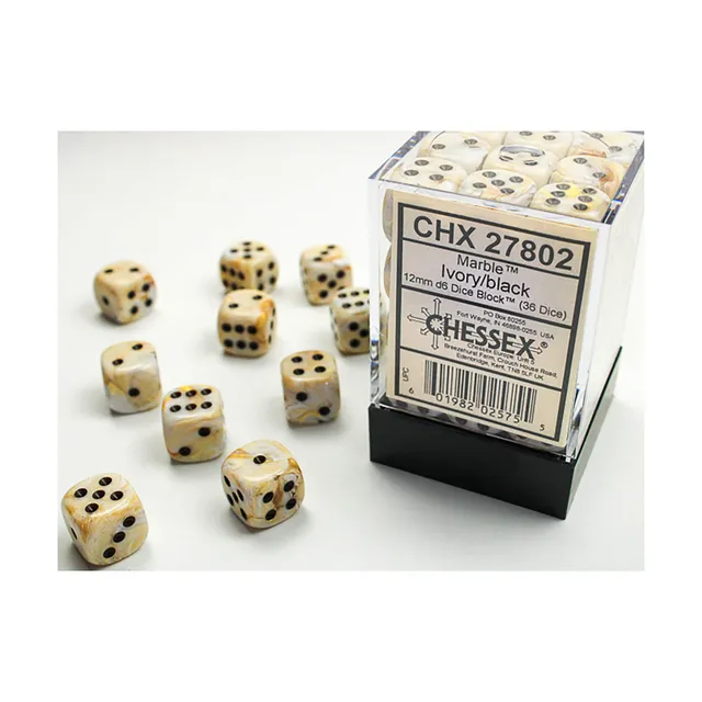 Chessex Marble CHX27802 sada D6 36ks 12mm Ivory