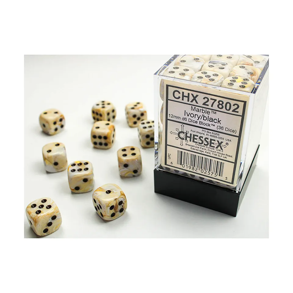 Chessex Marble CHX27802 sada D6 36ks 12mm Ivory