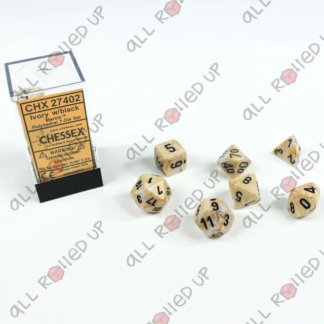Chessex Marble Polyhedral sada kostek 7 ks Ivory Black