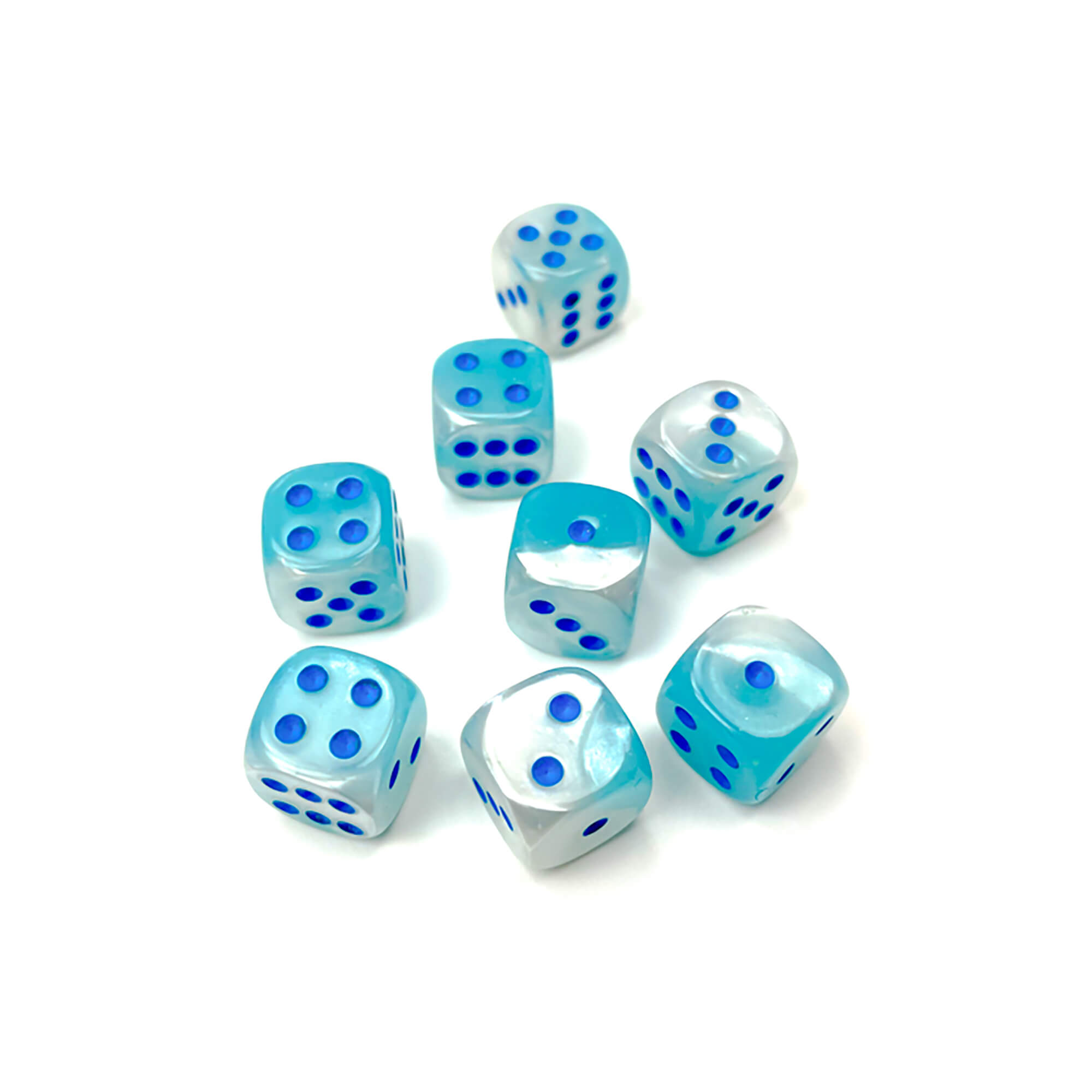 Chessex Gemini Pearl Turquoise D6 kostky 36ks 12mm