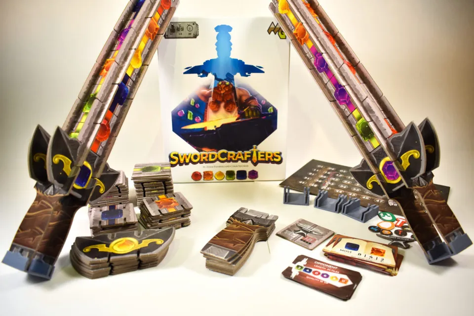 Adam's Apple Games Swordcrafters desková hra stavba 3D meče