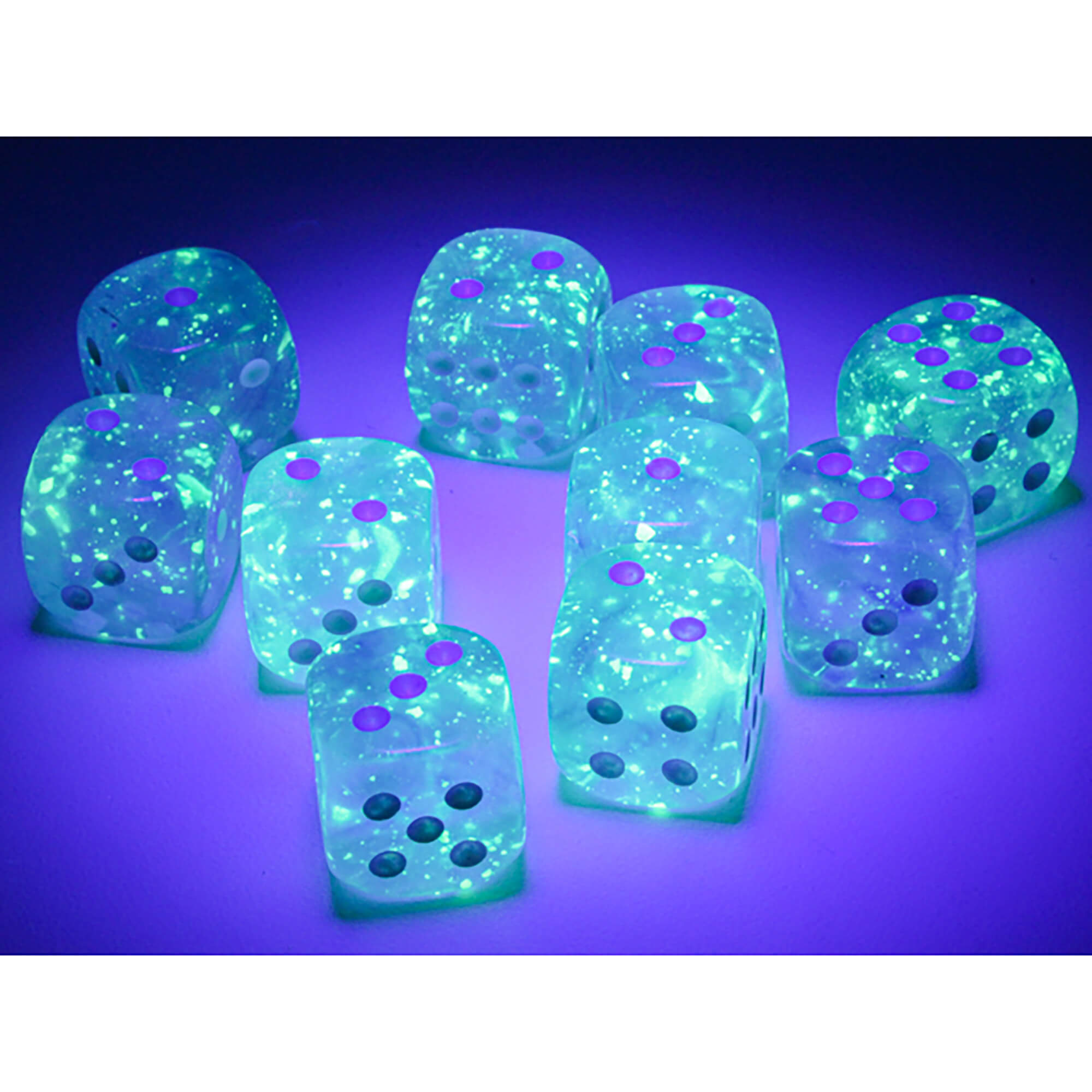 Chessex Borealis D6 36 kostek modrá bílá 12mm