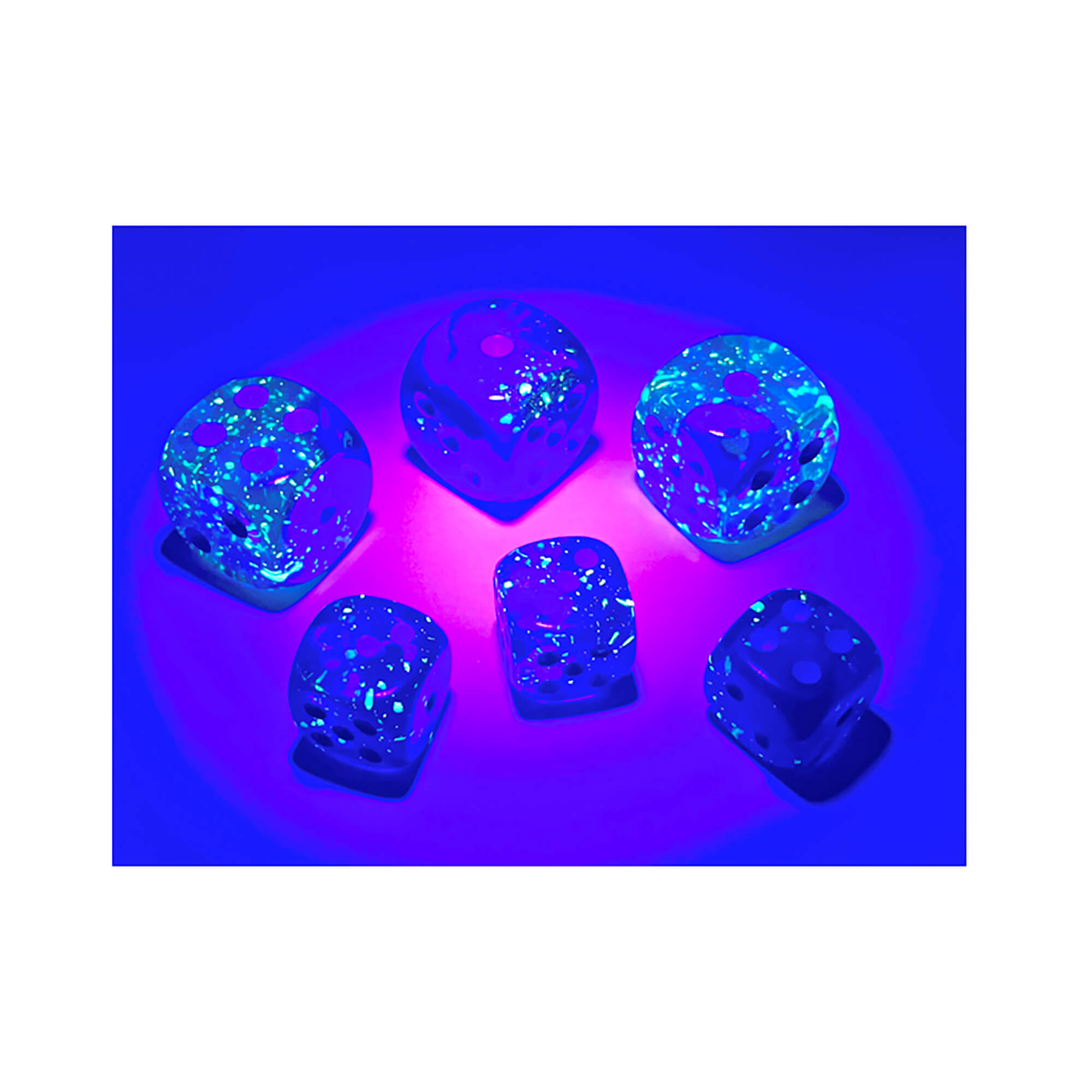 Chessex Gemini D6 kostky 36 ks 12 mm modré svítící