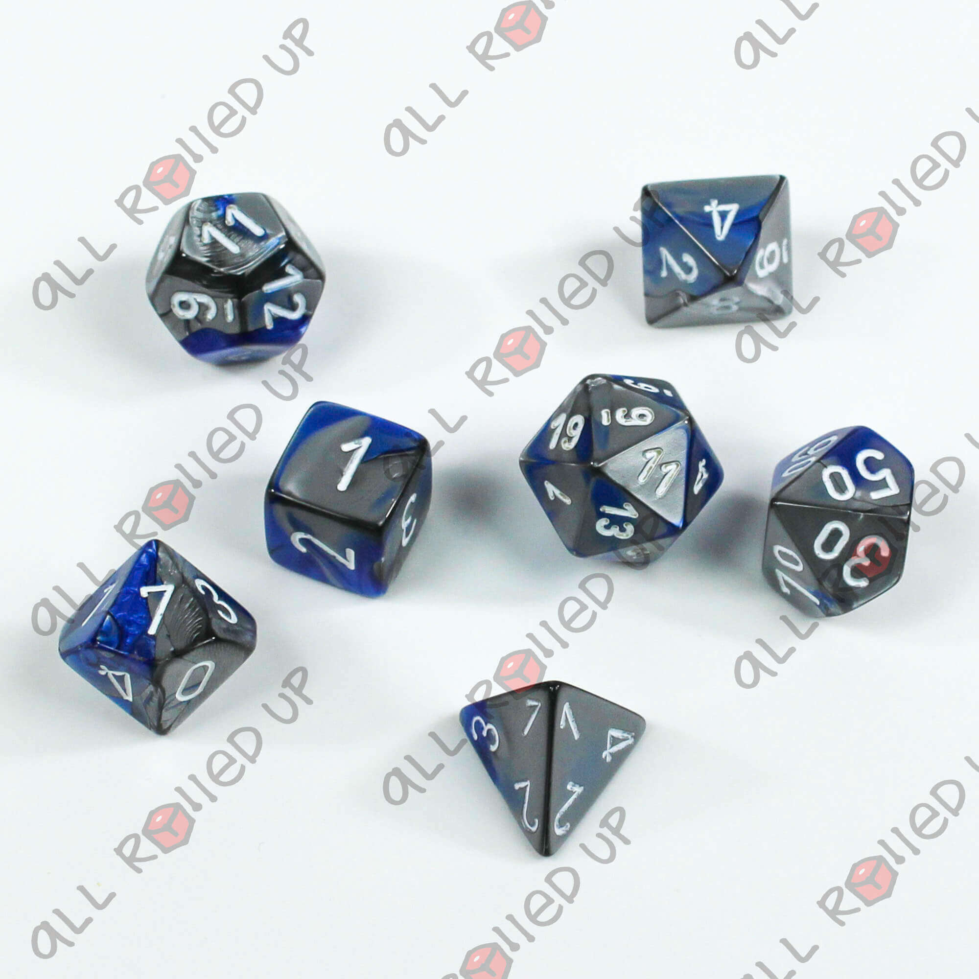 Chessex Gemini Blue-Steel White sada kostek 7 ks