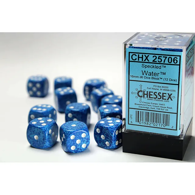 Chessex Speckled Water sada kostek D6 12 ks 16 mm