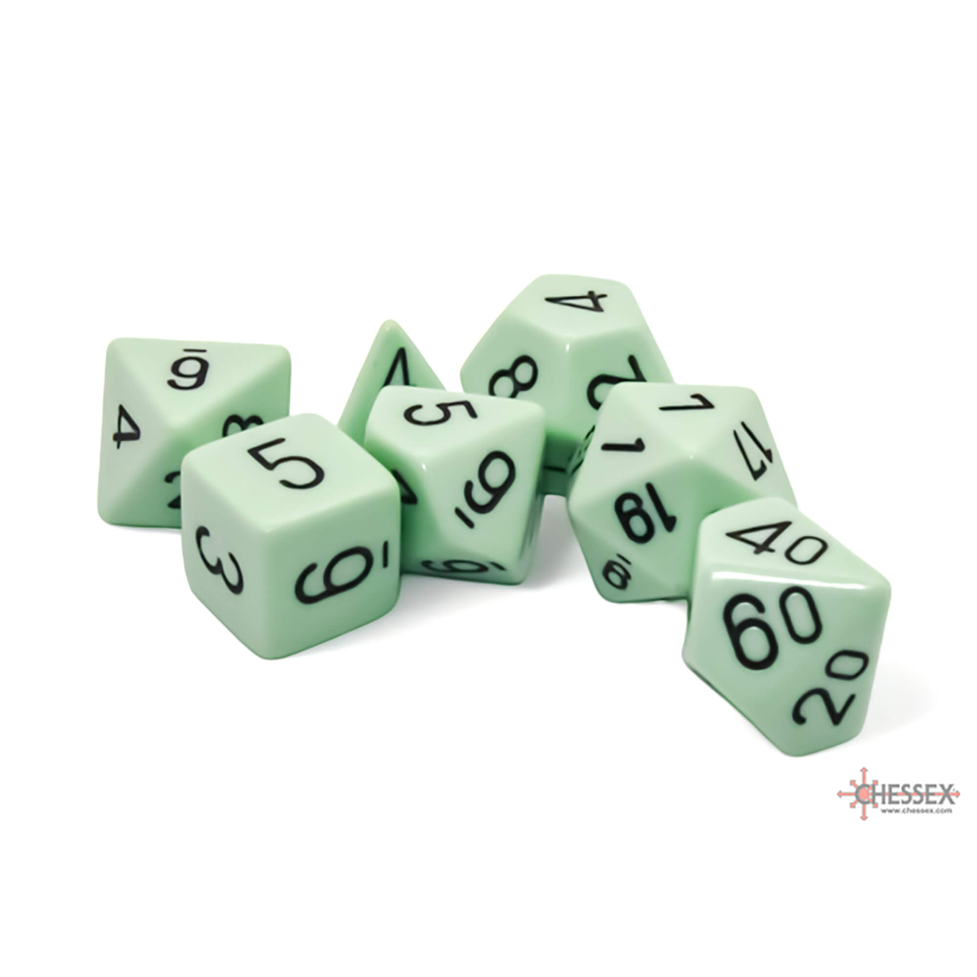 Chessex Opaque CHX25465 sada kostek pastel green black