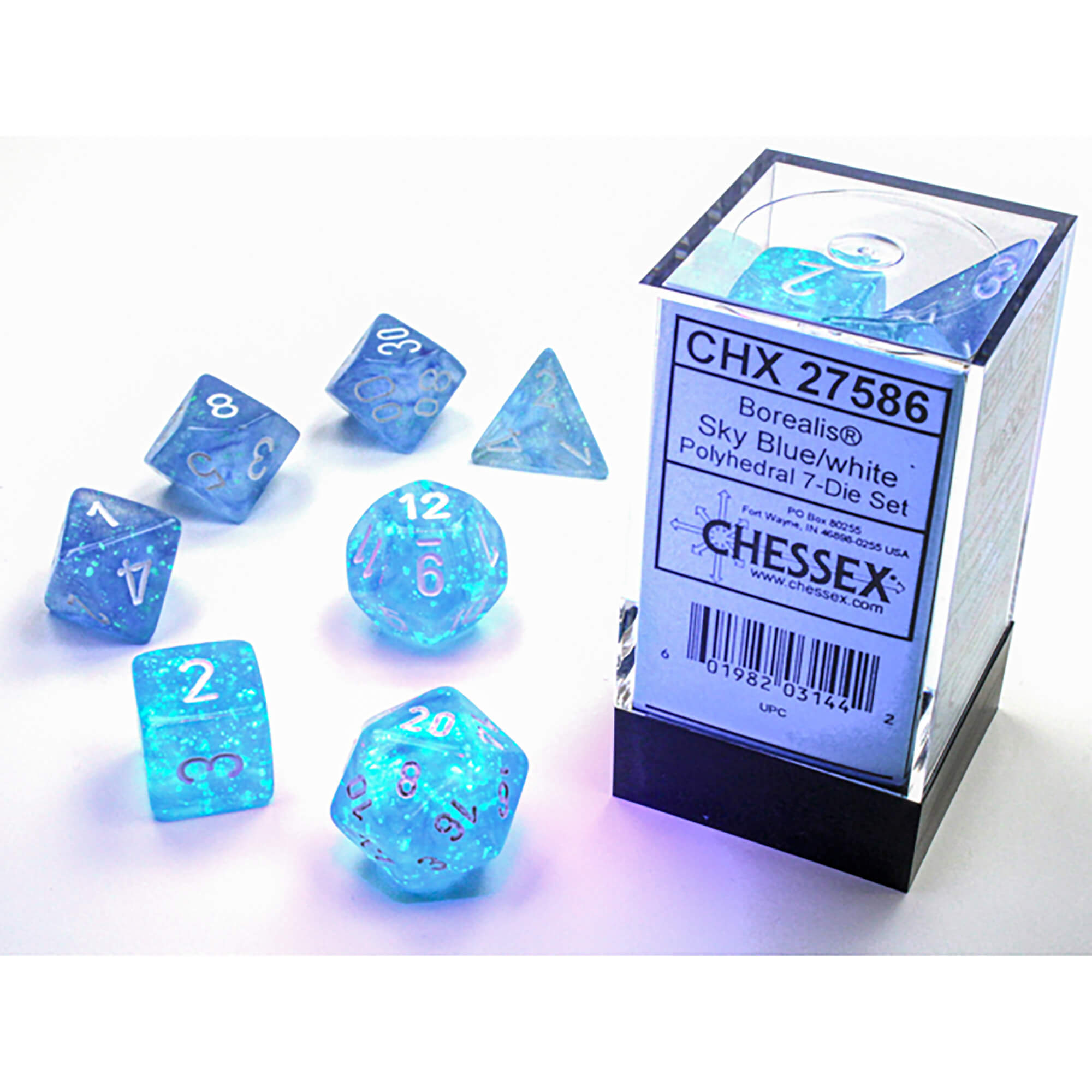 Chessex Borealis Luminary Sky Blue sada 7 kostek