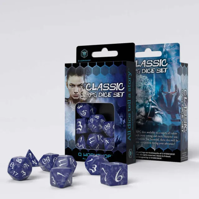 Q Workshop Classic RPG sada kostek 7 Cobalt White