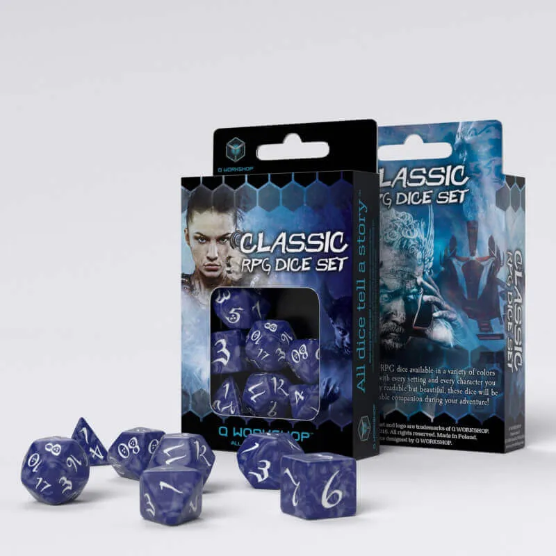 Q Workshop Classic RPG sada kostek 7 Cobalt White