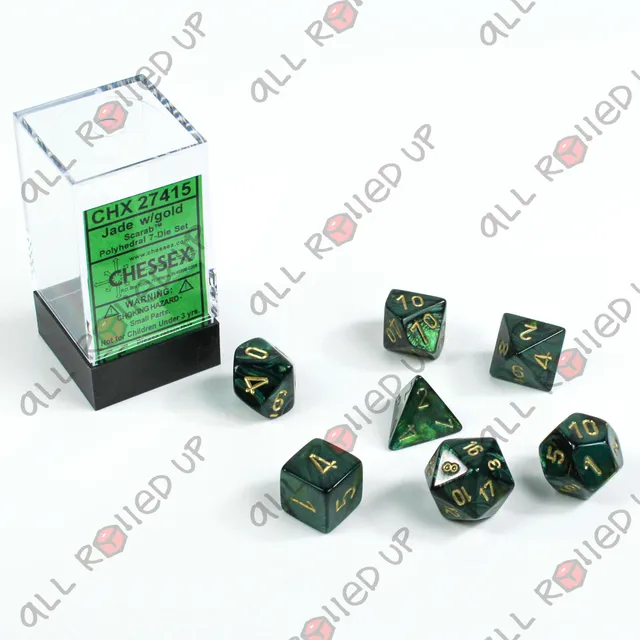 Chessex Scarab CHX27415 polyedrické kostky Jade Gold 7ks