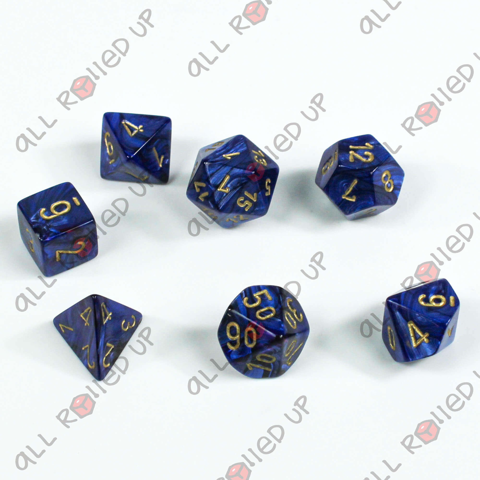 Chessex Scarab Royal Blue Gold sada 7 RPG kostek