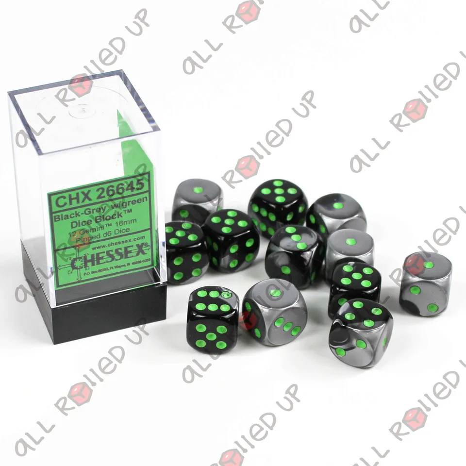 Chessex Gemini CHX26645 sada kostek 12D6 zelená