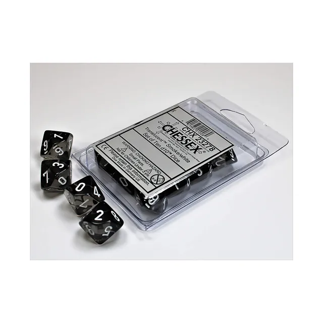 Chessex Translucent CHX23278 sada 10 kostek d10 Smoke