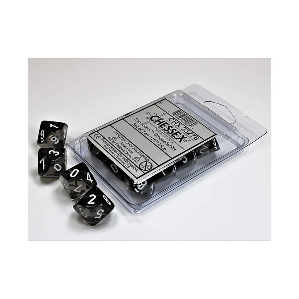 Chessex Translucent CHX23278 sada 10 kostek d10 Smoke