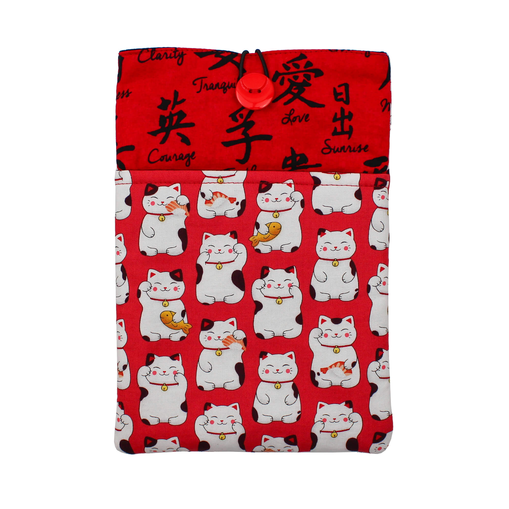 All Rolled Up Maneki Neko obal na knihu červený M