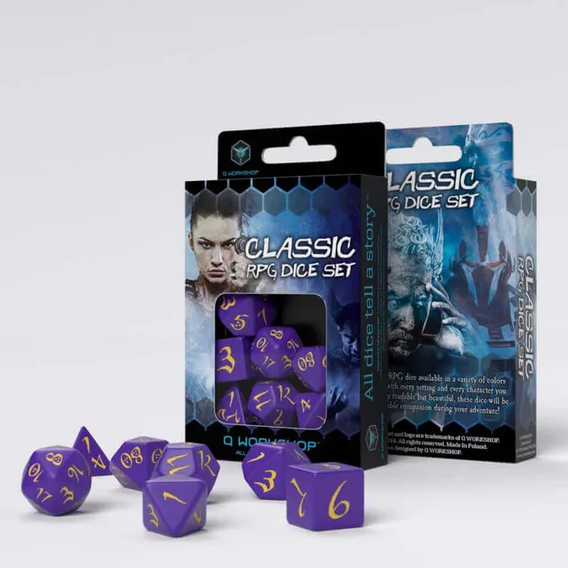 Q Workshop Classic RPG Purple Yellow sada kostek 7 ks fialová