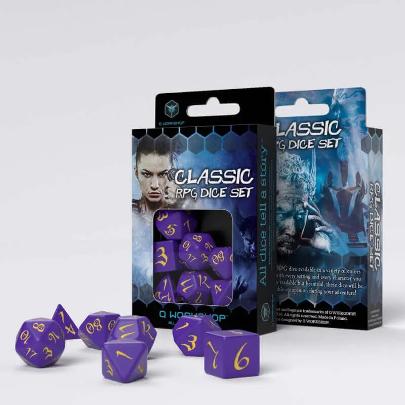 Q Workshop Classic RPG Purple Yellow sada kostek 7 ks fialová