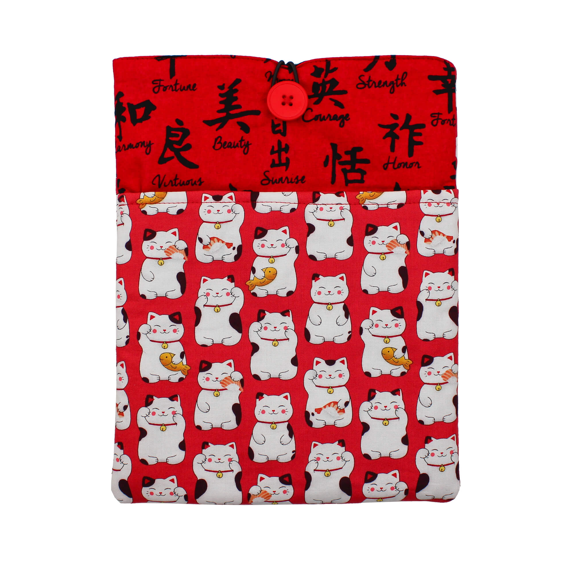 All Rolled Up Maneki Neko obal na knihu červený M