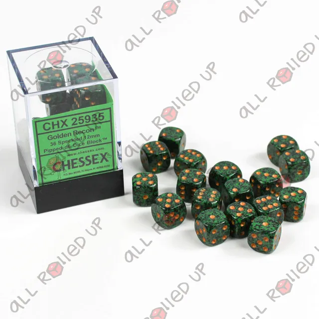 Chessex Speckled Golden Recon D6 sada 36 ks 12mm