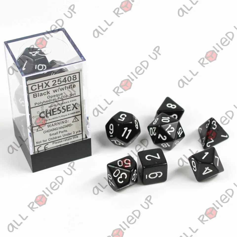Chessex Opaque CHX25408 polyhedrální kostky černé 7ks