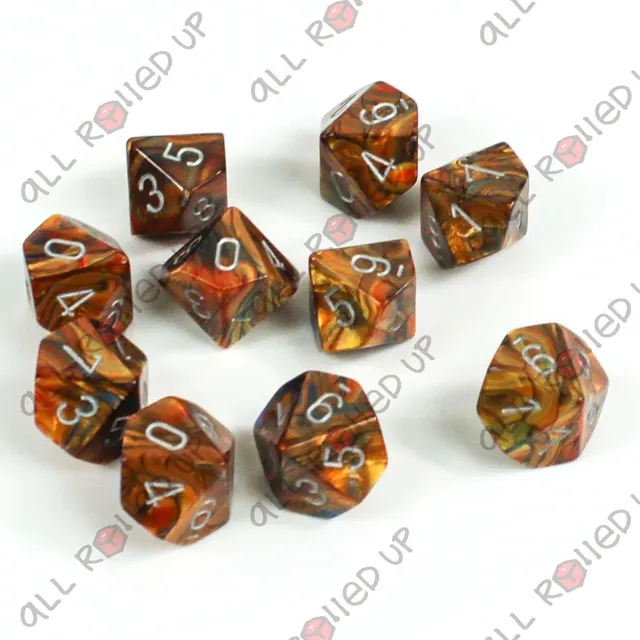 Chessex Lustrous Gold Silver sada kostek D10 10 ks zlatá