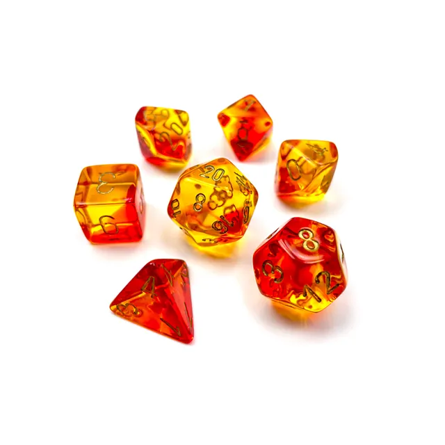 Chessex Gemini sada kostek Translucent Red-Yellow