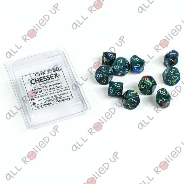 All Rolled Up Festive Green-Silver kostky D10 10 ks