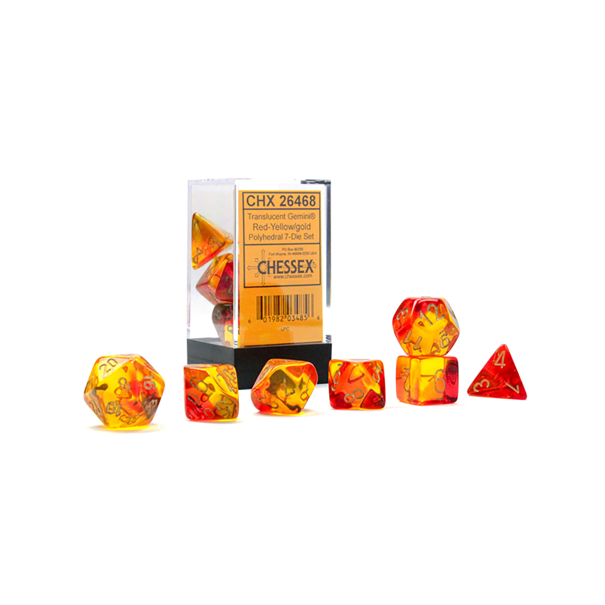 Chessex Gemini sada kostek Translucent Red-Yellow