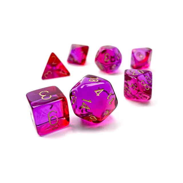 Chessex Gemini Red-Violet Gold polyhedrální kostky 7 ks