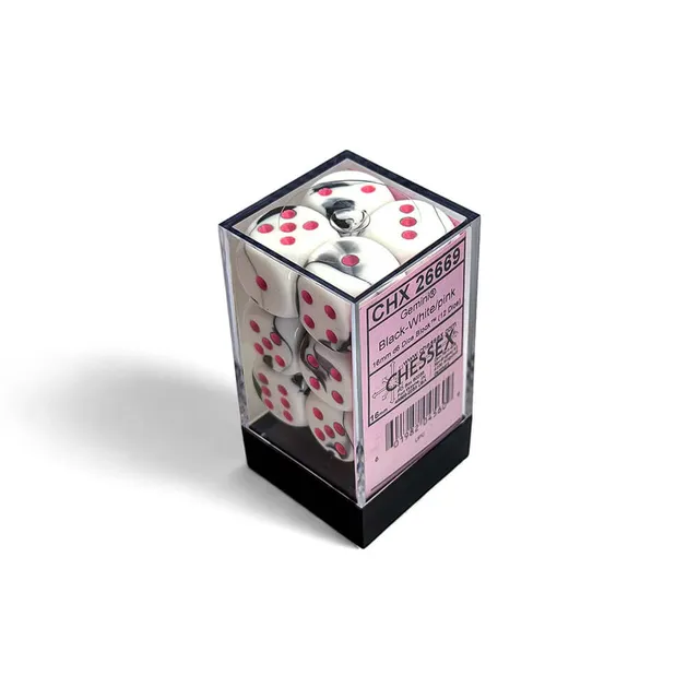 Chessex Gemini Black-White/Pink 12x D6 16mm sada kostek