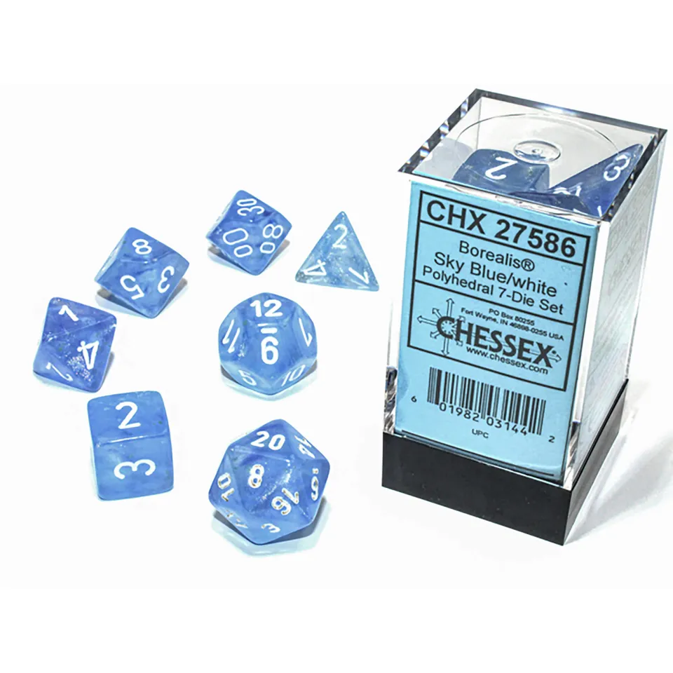 Chessex Borealis Luminary Sky Blue sada 7 kostek