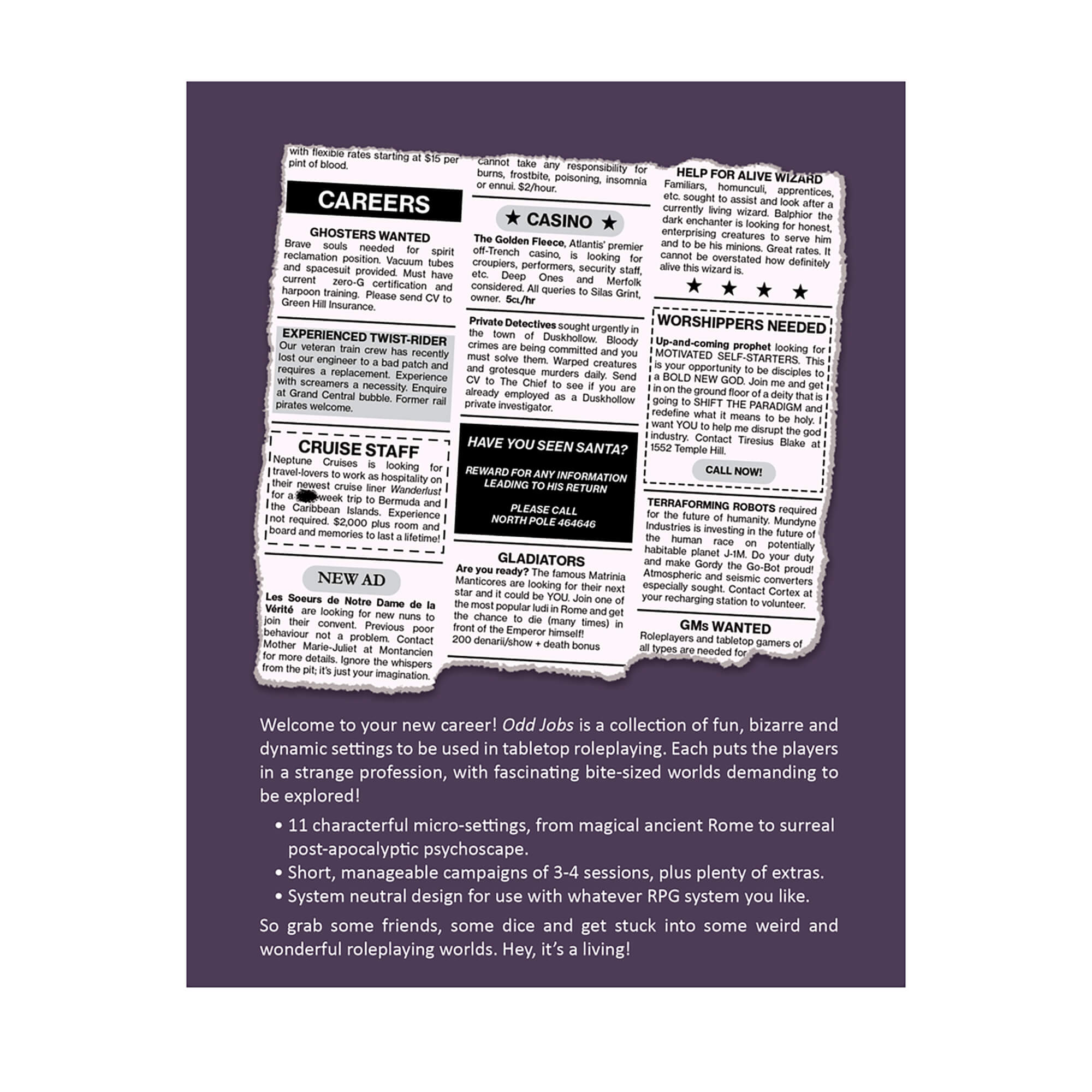 All Rolled Up Odd Jobs Volume 1 RPG mikro settingy příručka