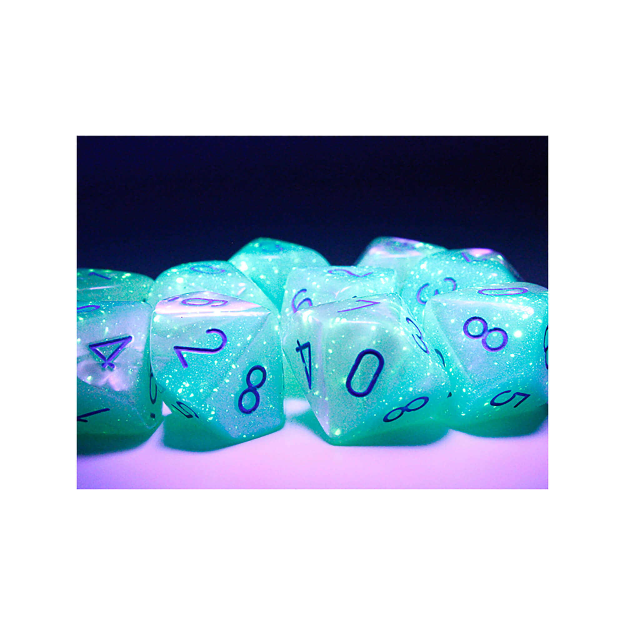 Chessex Gemini Pearl Turquoise sada kostek D10 10 ks
