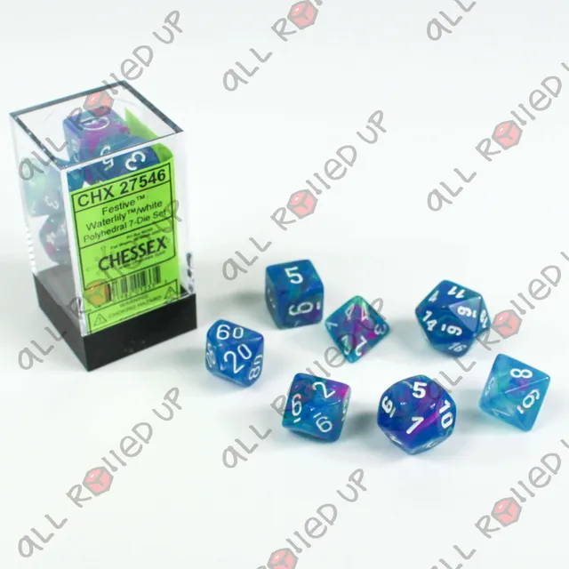 Chessex Festive Waterlily White sada kostek 7ks polyedrická