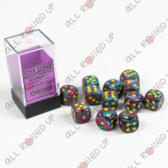 Chessex Festive Mosaic Yellow kostky D6 12 ks 16mm