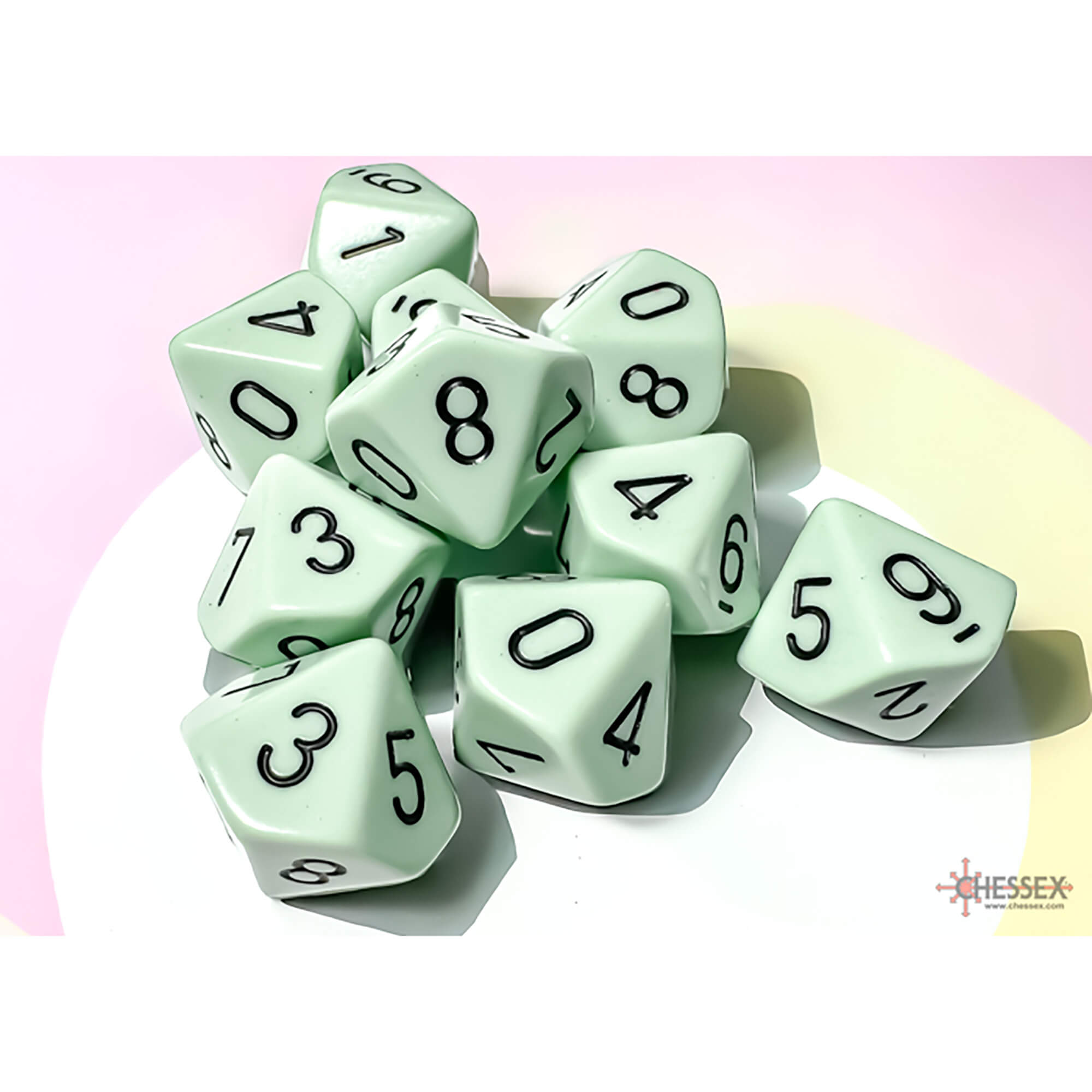 Chessex Opaque D10 sada kostek 10 ks pastel green