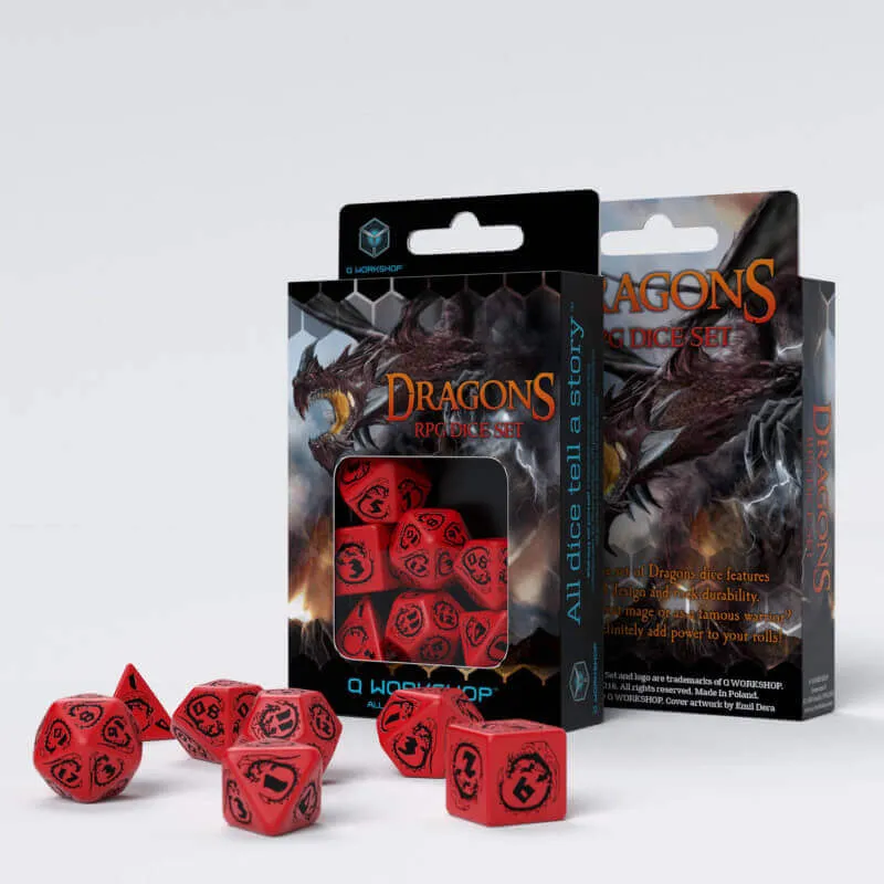 Q Workshop Dragons Red Black kostky sada 7 ks