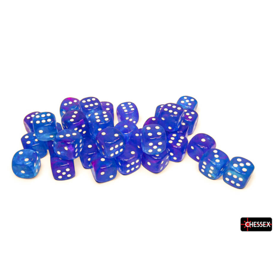 Chessex Luminary Aura sada kostek D6 36×12 mm bílá svítící