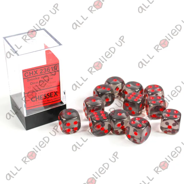 Chessex Translucent CHX23618 kostky D6 12 ks smoke