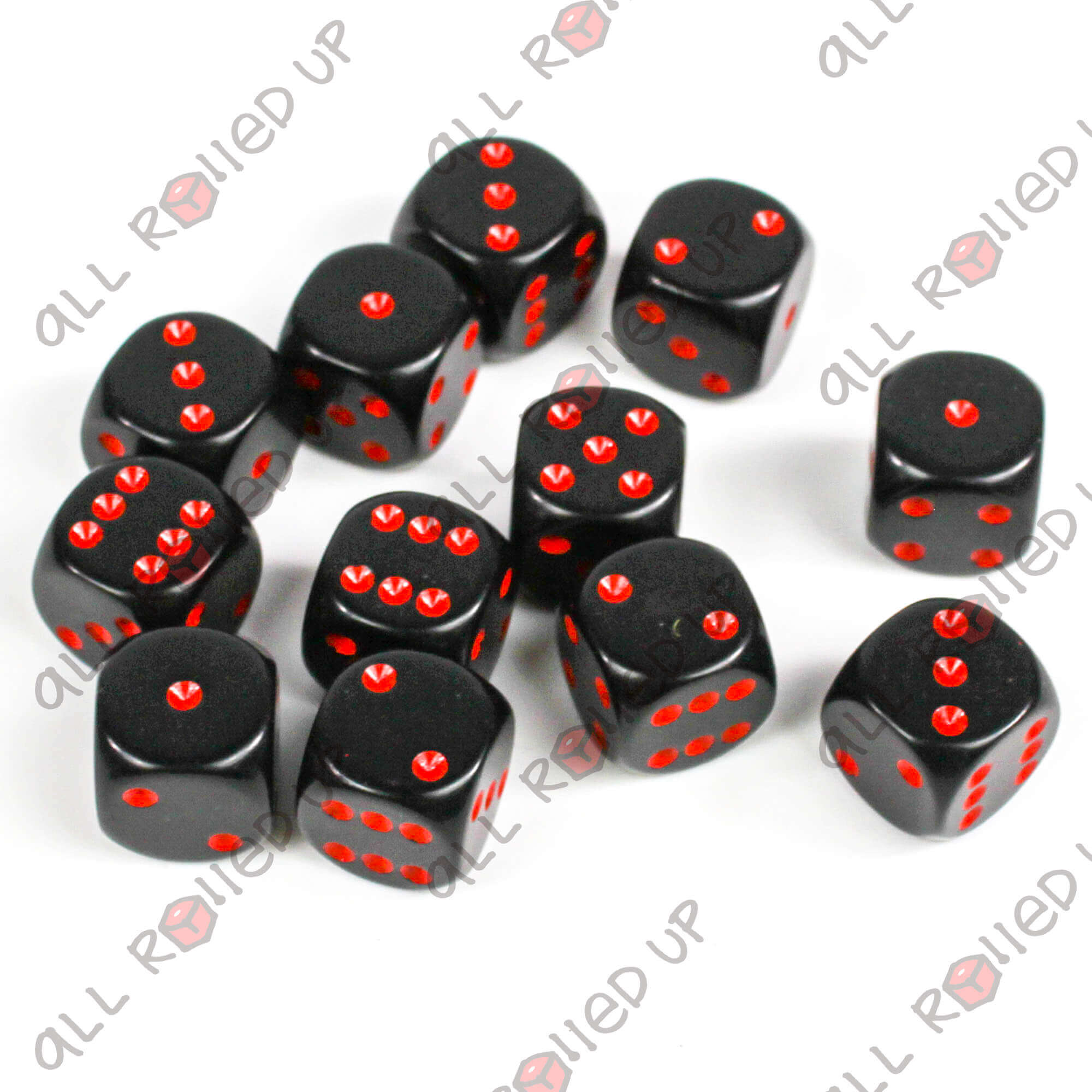 Chessex Opaque D6 sada kostek 12 ks černá červená