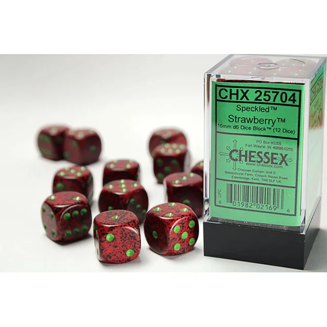 Chessex Speckled Strawberry kostky 12×16 mm, 12 ks